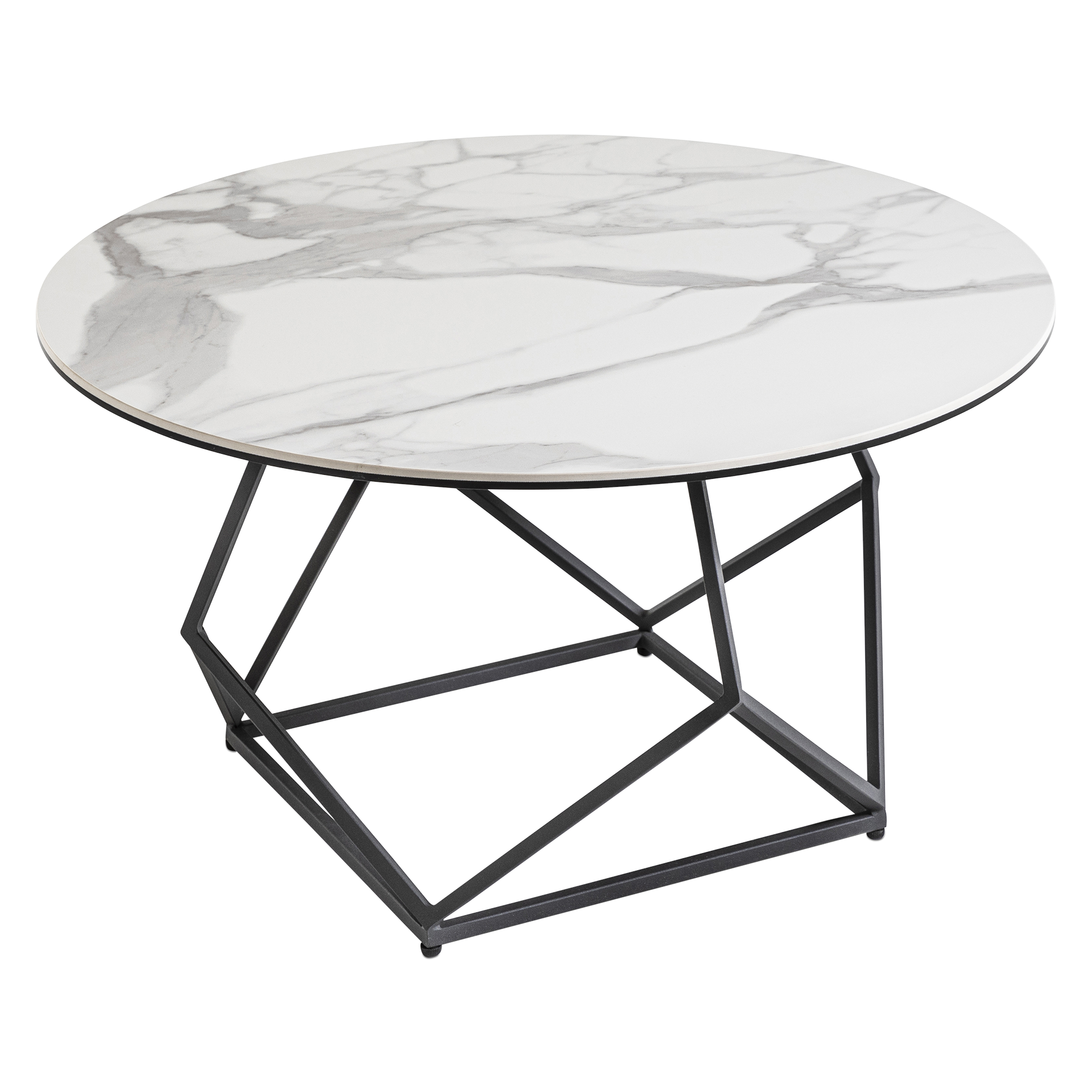 Couchtisch Glace Tischplatte Keramik Hell Gestell Schwarz 80*80*40